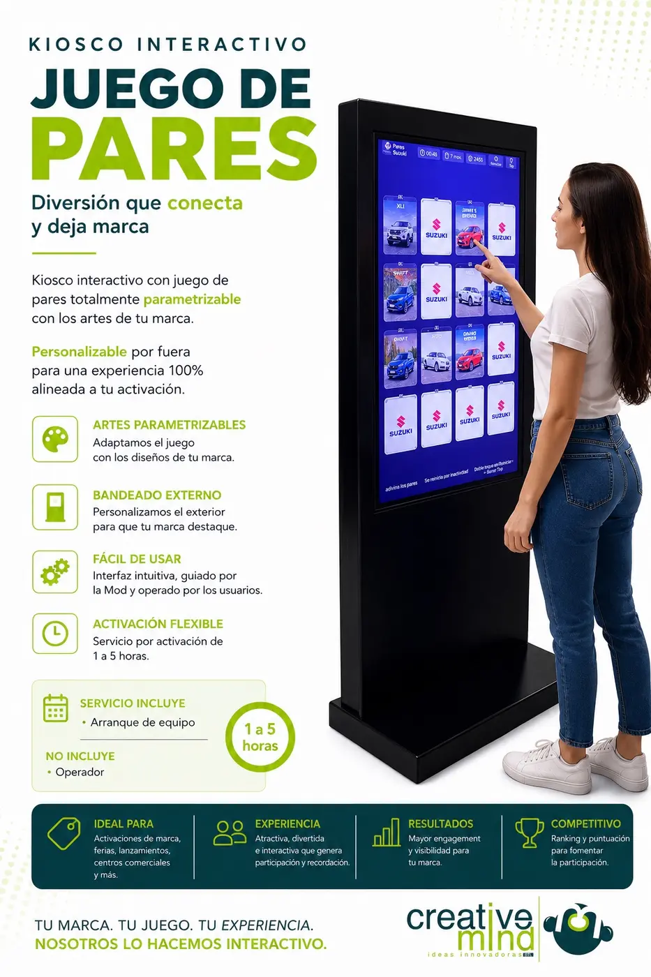 Juego de pares ejecutado en un tótem interactivo