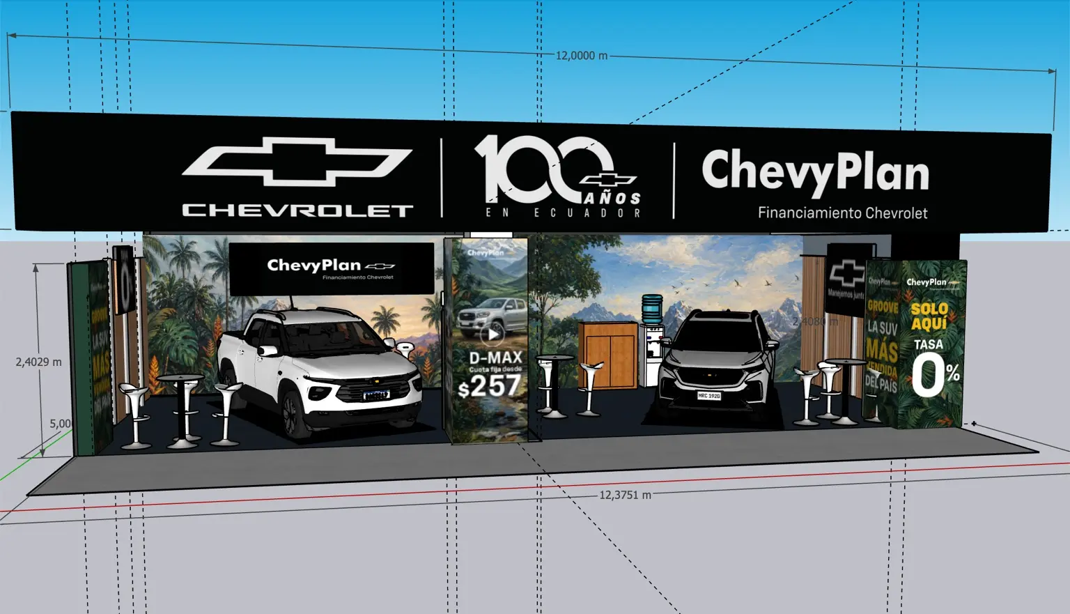 Render del espacio ChevyPlan para Auto Show
